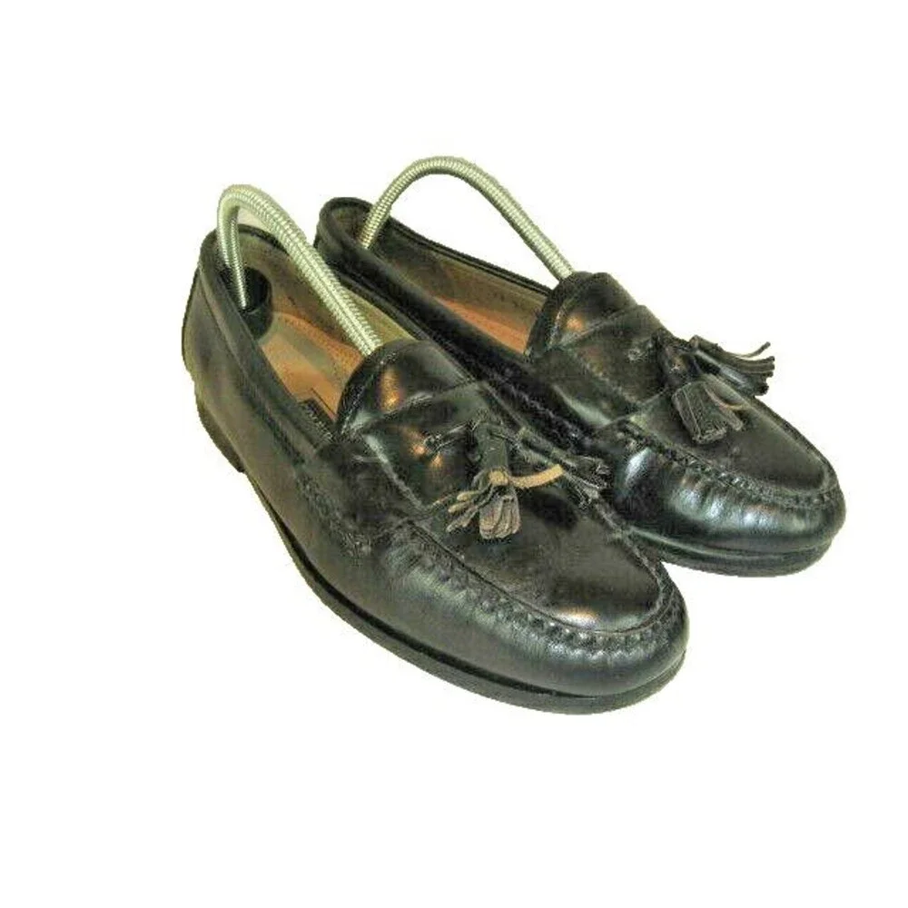 Mens Cole Haan Black Leather Tassel Loafers Shoes sz 9D